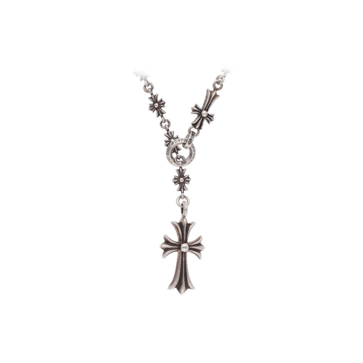Antiqued Cross Link Necklace with Drop Pendant