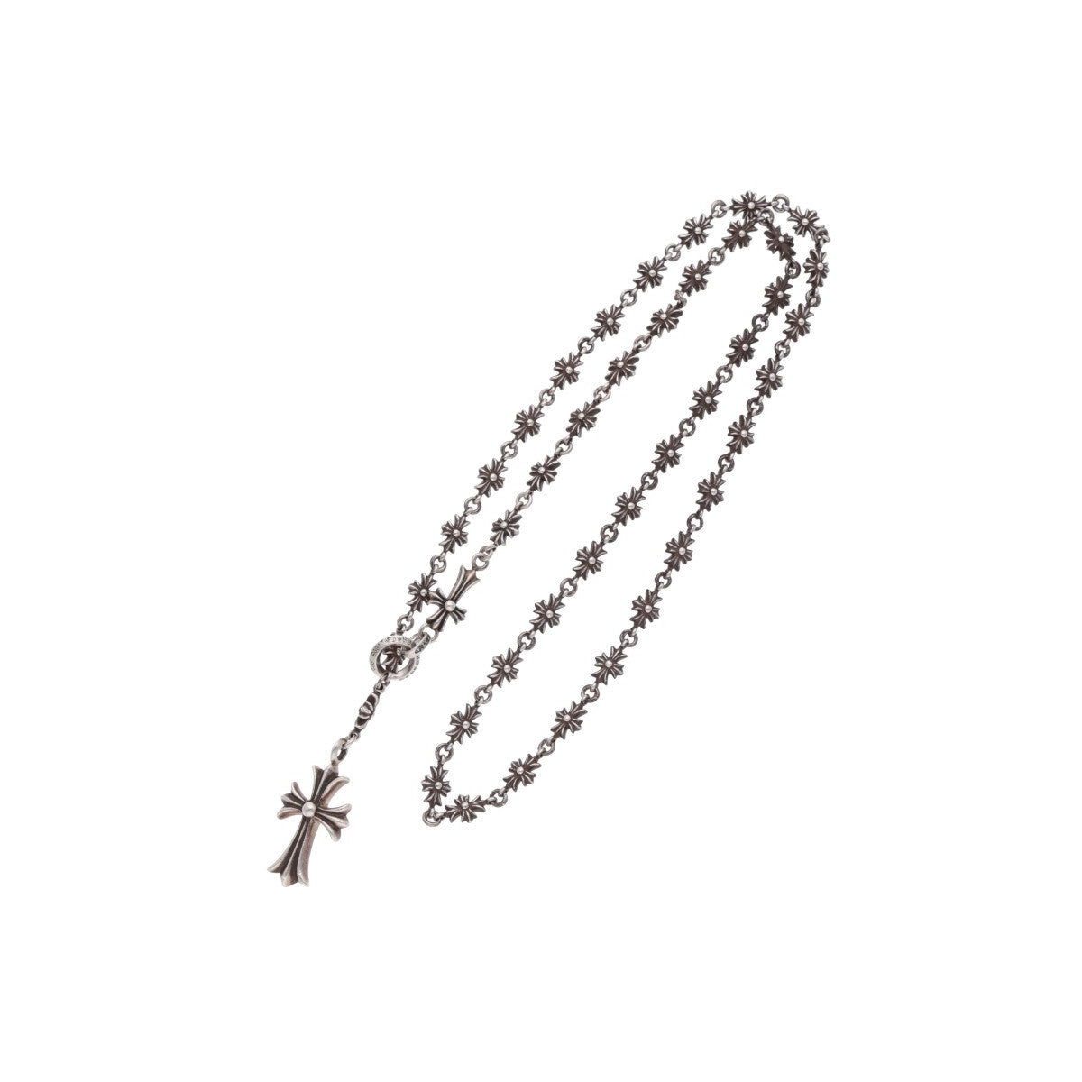 Antiqued Cross Link Necklace with Drop Pendant